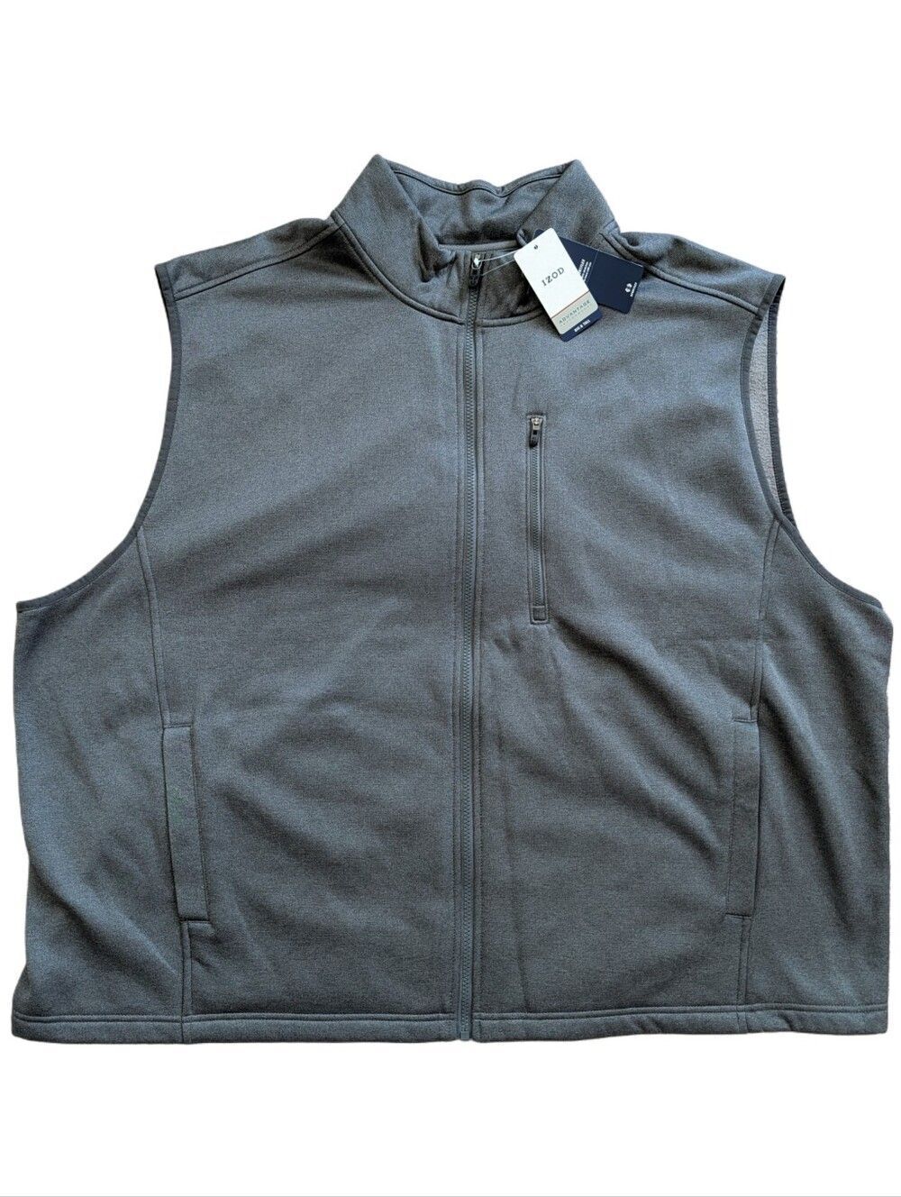 Izod Men Grey Full-Zip Fleece Advantage Performance Natural Stretch Vest NWT 4XL